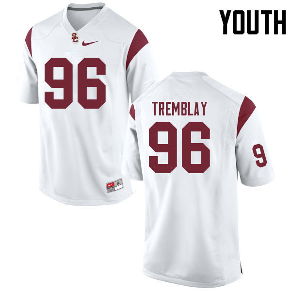 Youth #96 Caleb Tremblay USC Trojans College Football Jerseys Sale-White